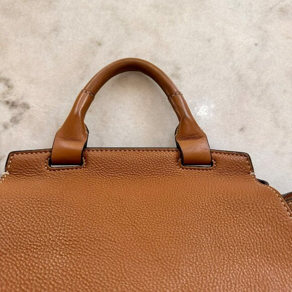 Michael Kors Romy Acorn Brown Tan Brown Pebbled Leather Medium Backpack - Picture 16 of 16